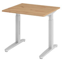 SCHREIBTISCH Serie-XB 80/80/74 cm in Wildeiche/Silberfarben - Wildeiche/Silberfarben, Holzwerkstoff (80/80/74cm) - bümö