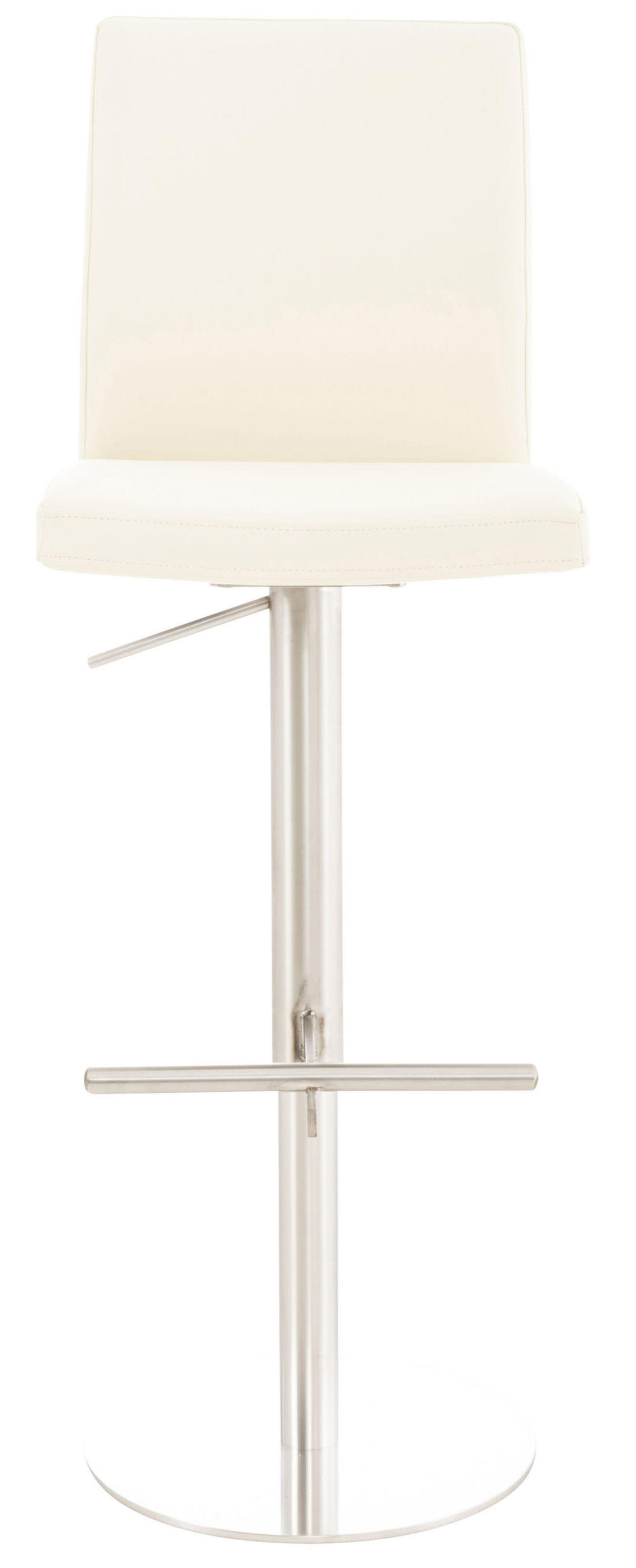 BARHOCKER Lederlook Creme - Edelstahlfarben/Creme, Textil/Metall (40/93/49cm) - CLP