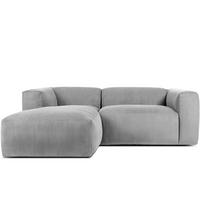 ECKMODULSOFA-LINKS BUFFO 3/4 Sitzer mit extrem weicher Sitzfläche, Kordstoff, hellgrau - Hellgrau, Textil (237/180cm) - KONSIMO®