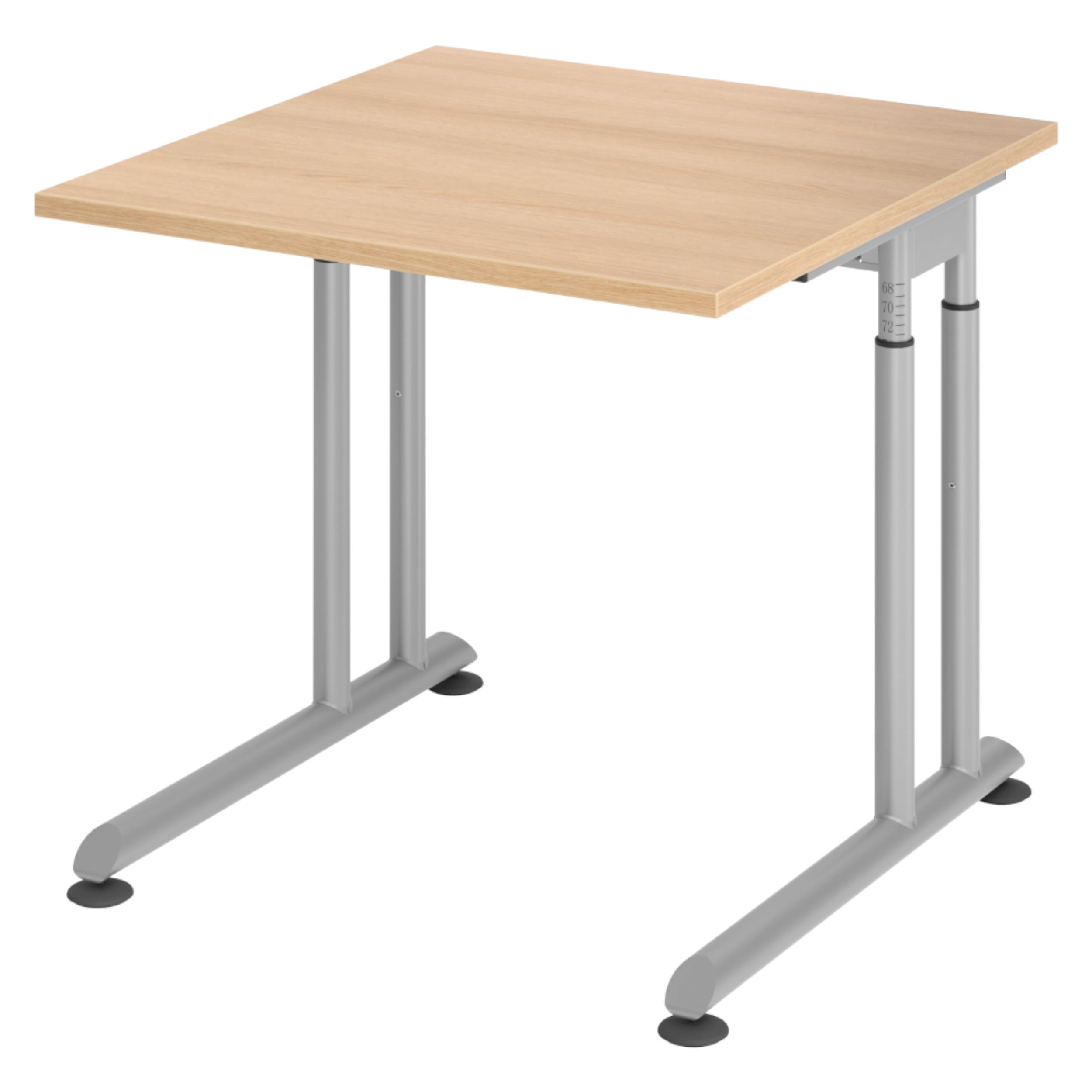 SCHREIBTISCH Serie-Z 80/80/74 cm in Eichefarben/Silberfarben - Eichefarben/Silberfarben, Holzwerkstoff (80/80/74cm) - bümö