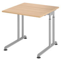 SCHREIBTISCH Serie-Z 80/80/74 cm in Eichefarben/Silberfarben - Eichefarben/Silberfarben, Holzwerkstoff (80/80/74cm) - bümö