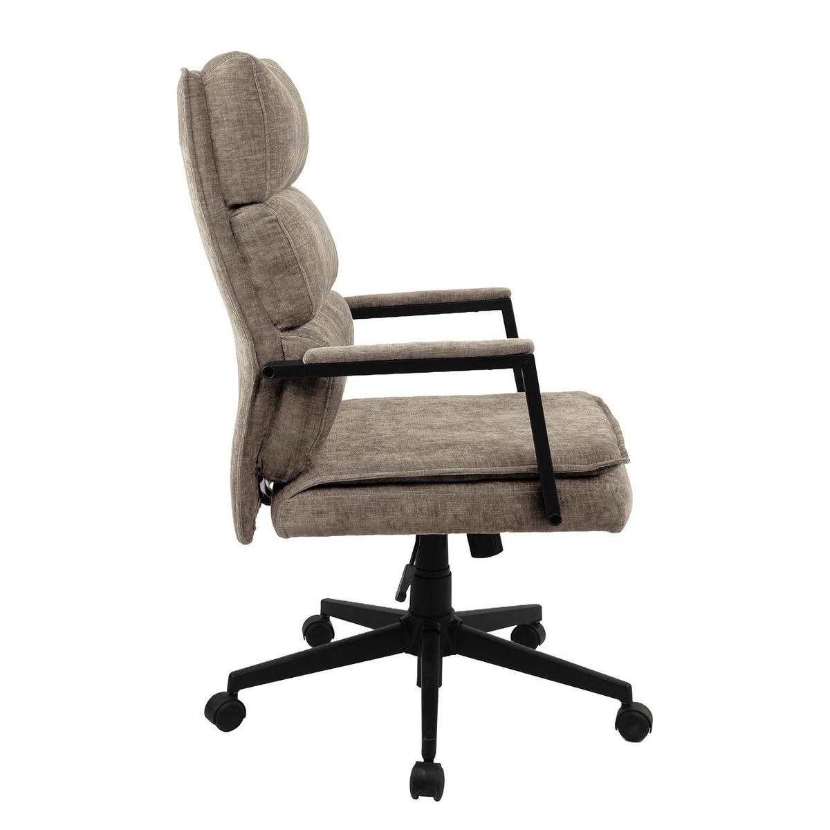 BÜRODREHSTUHL - Strukturstoff / Eisen - Taupe/Schwarz, Textil/Metall (61/110/73cm) - home24
