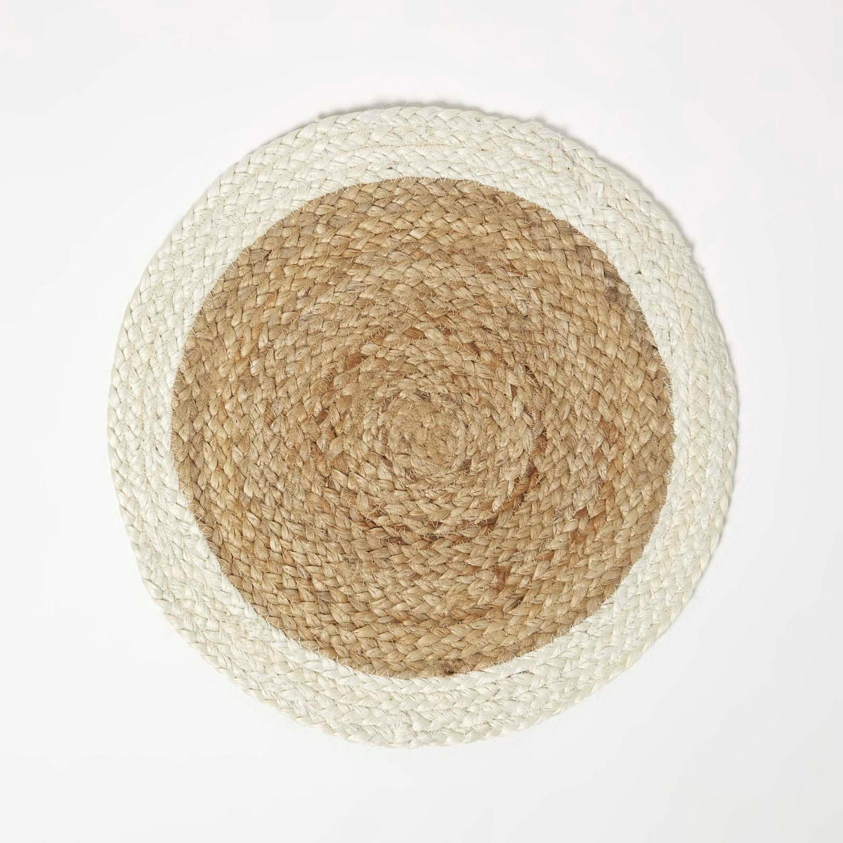 JUTE-TISCHSET creme-natur, 4er-Set Platzsets rund geflochten, 40 cm - Naturfarben/Weiß, Naturmaterialen (40/40cm) - Homescapes