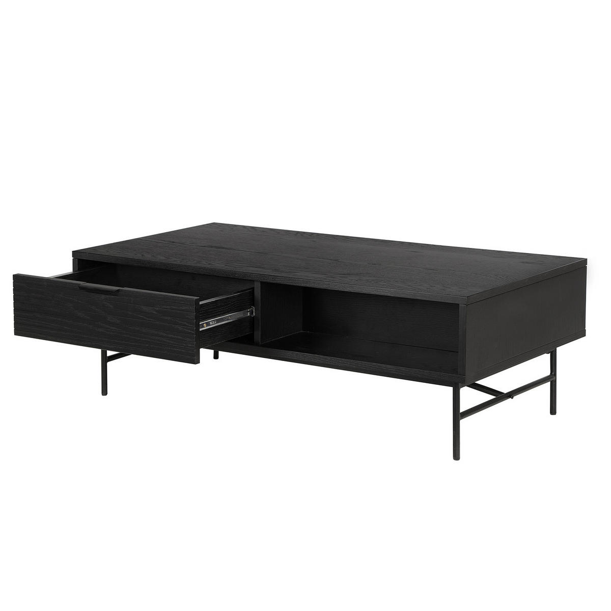 COUCHTISCH - Echtholzfurnier - Eichefarben/Schwarz, Holzwerkstoff/Metall (60/120/40cm) - home24