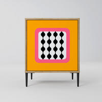 SIDEBOARD TEARS IN HEAVEN, Eichefarben, 57,5x42x72,5 cm, Schwarze Metallfüße - Eichefarben/Multicolor, Holzwerkstoff/Metall (57.5/72.5/42cm) - SpaceRebels