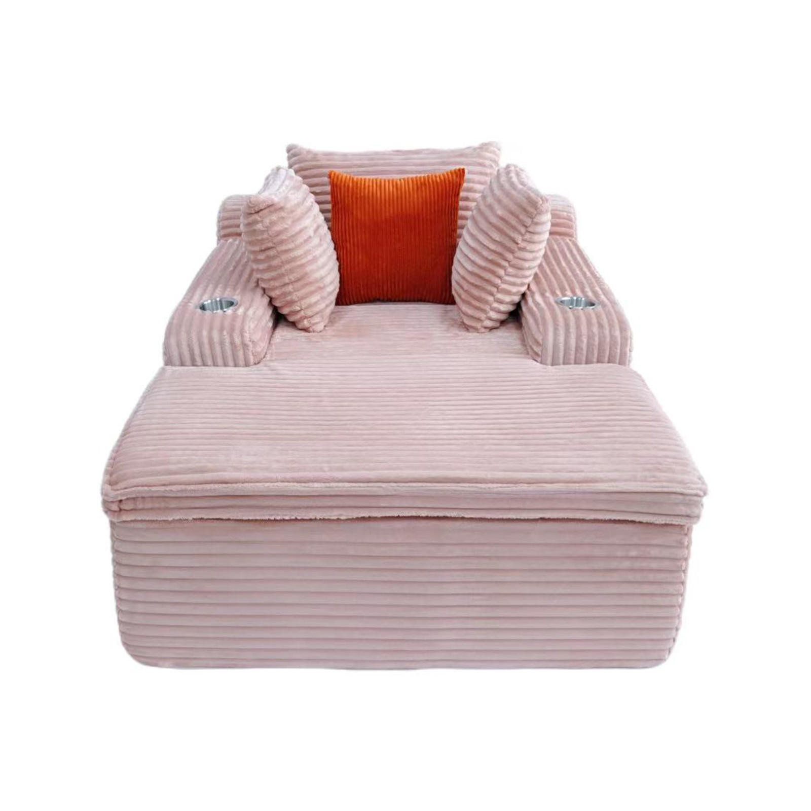 KLAPPSOFA mit 2-in-1-Funktionskissen, Cordstoff - Rosa - Pink, Textil (113/63/164cm) - KOMHTOM