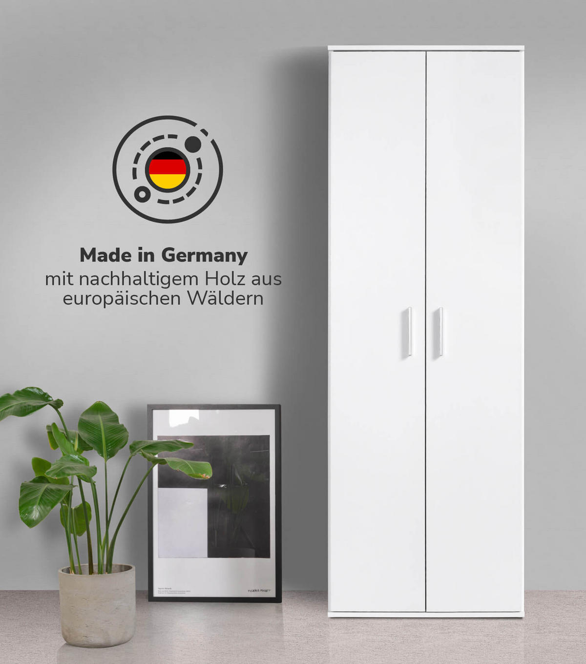 MEHRZWECKSCHRANK Der Lange - Weiß, Holzwerkstoff (60/180/34cm) - Mokebo