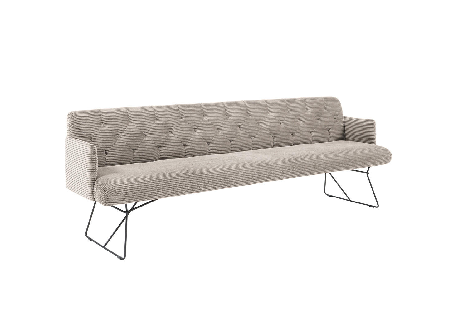ESSZIMMERBANK CHARME Steingrau Cord - Greige/Grau, Textil (186/85/69cm) - KAWOLA