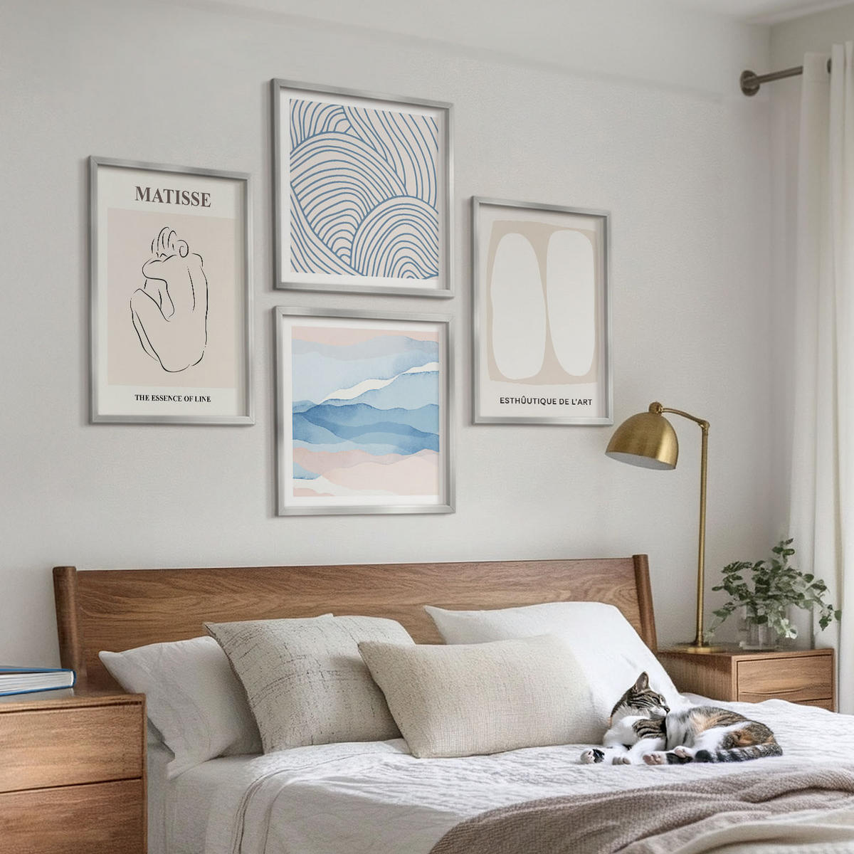 WANDBILDER 4er Set - 50x50 cm & 40x60 cm Silberner Rahmen - Matisses abstrakte Formen - Silberfarben, Kunststoff (50/50cm) - ArtPrintCave