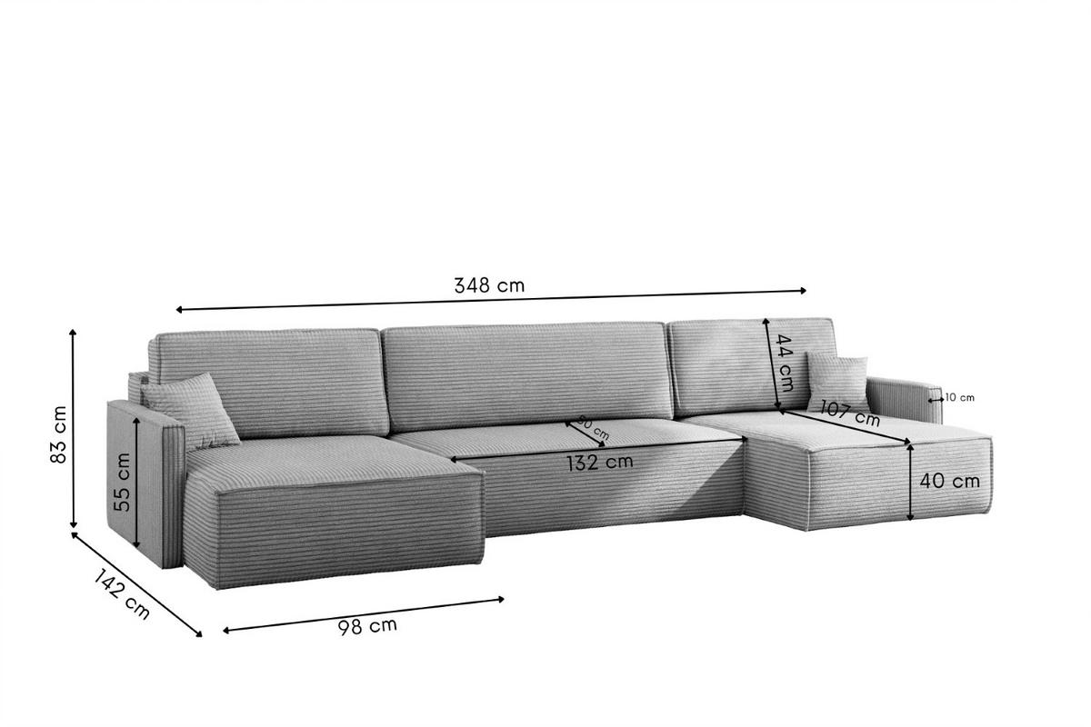 ECKSOFA Carlos Mit Schlaffunktion und Bettkasten Elegante Stoff Poso Silber - Silberfarben, Holz/Textil (348/142cm) - Kaiser Möbel