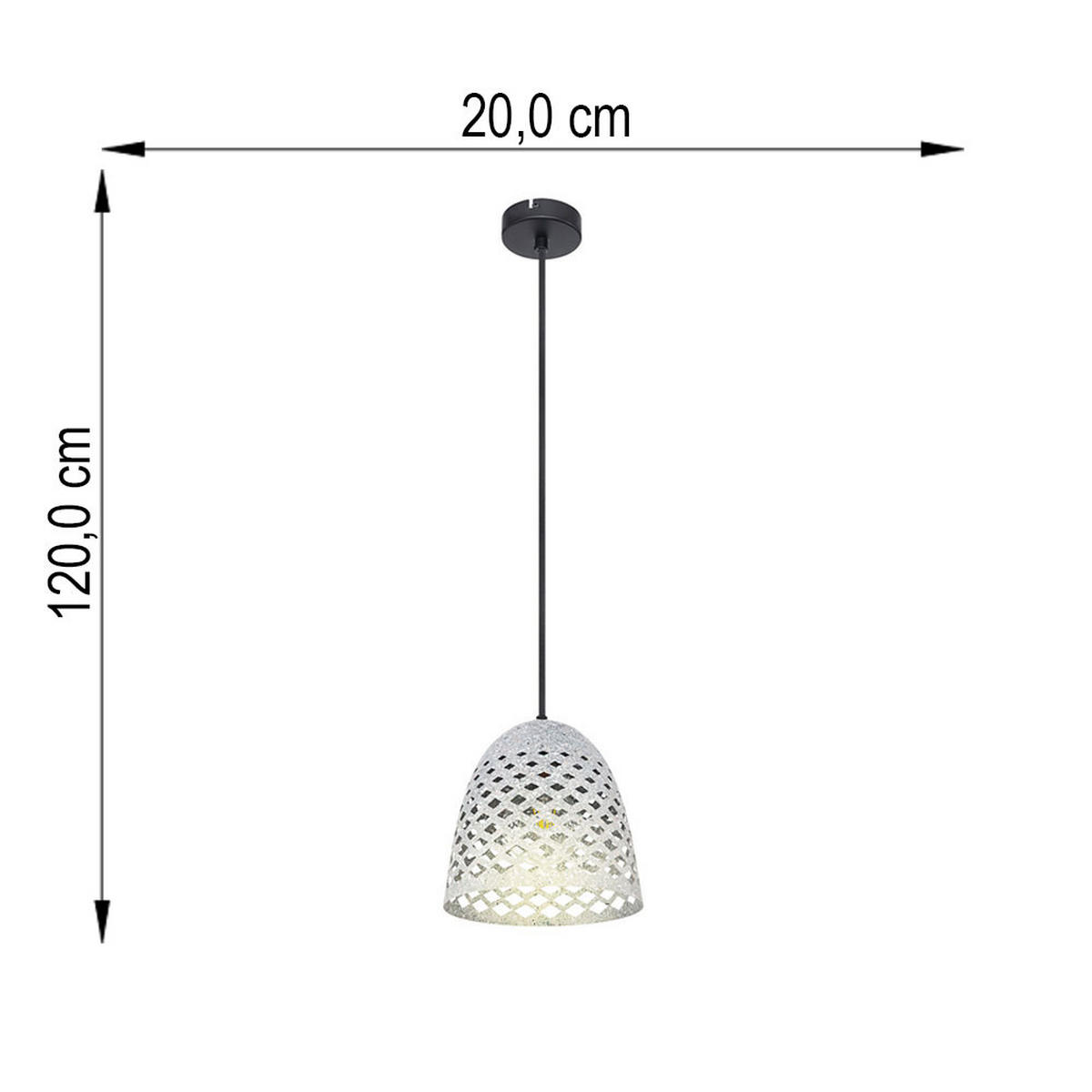 HÄNGELAMPE Metall Grau Marmoroptik 2er Set - Grau, Metall (20/20/120cm) - Globo Lighting
