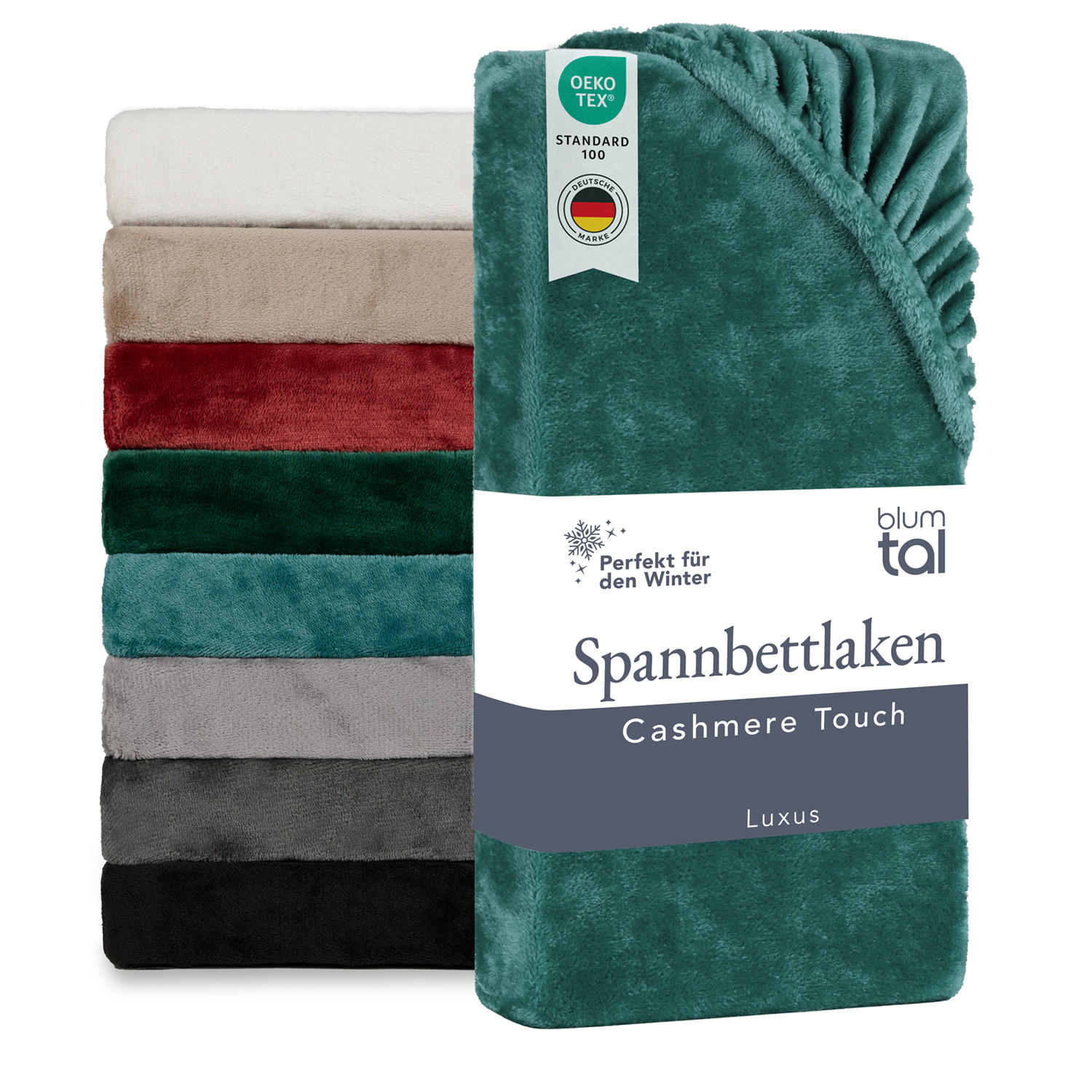 SPANNBETTLAKEN Cashmere Touch 140x200 cm Plüsch Petrol - Petrol, Textil (200/140cm) - Blumtal
