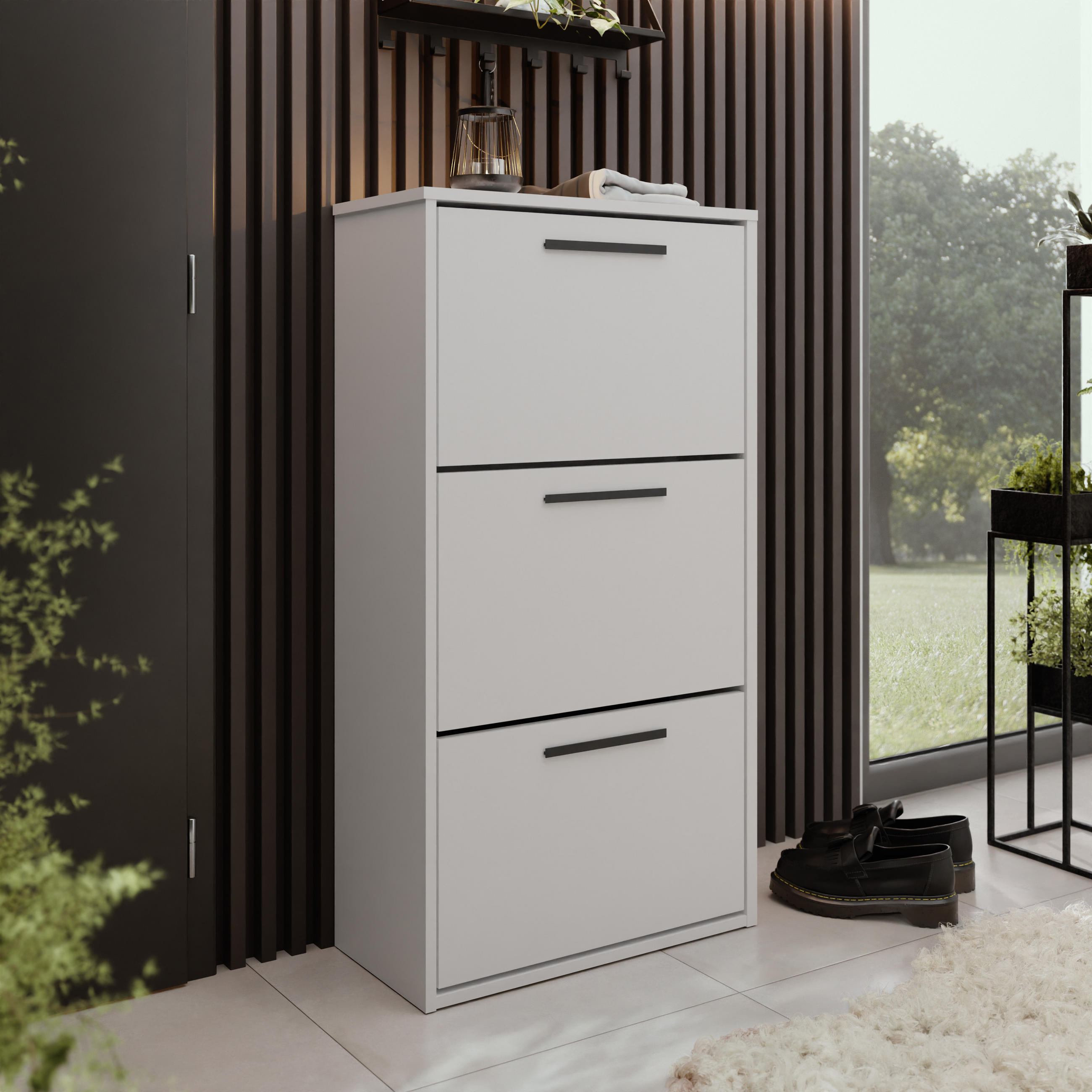 SCHUHSCHRANK Asper Weiß - Weiß, Holzwerkstoff (59/114.6/24cm) - Kier Furniture