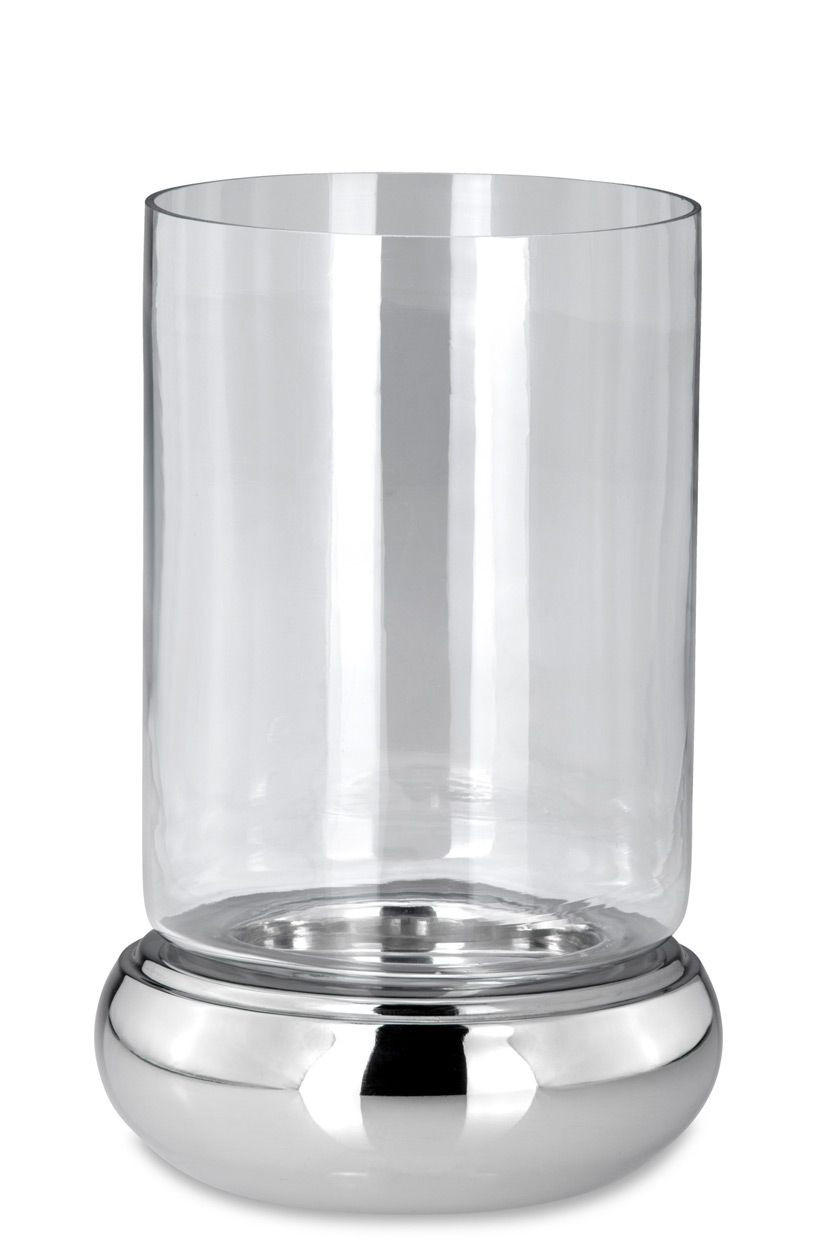 WINDLICHT Edelstahl rund glatt poliert 26 cm, Ø 16,5 cm - Silberfarben, Paraffin (16.5/26/16.5cm) - Hermann Bauer jun. Kollektion GmbH