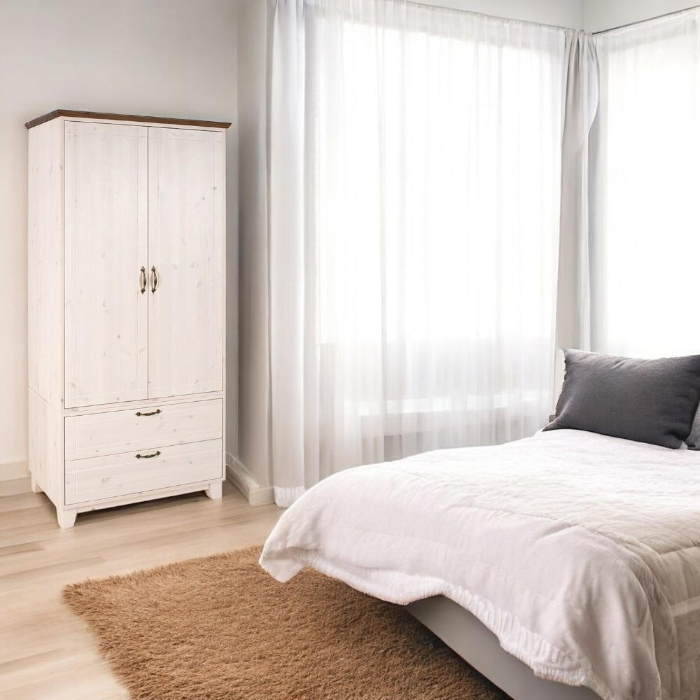 DREHTÜRENSCHRANK - Dunkelbraun/Weiß, Holz (89/192/52cm) - MSL wooden furniture