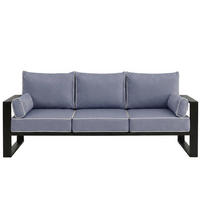 LOUNGESOFA 3-Sitzer Verdino mit Metallrahmen 215 cm Blaugrau - Anthrazit, Metall (215/90/87cm) - Beautysofa