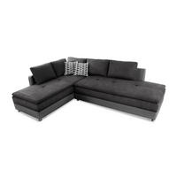 ECKSOFA-DAUERSCHLÄFER Doppelbett Boxspring Federkern Topper, Schwenkteil rechts B306/T223/H95 cm, Kunstleder Grau+Mikrofaser Anthrazit / 15106 - Chromfarben/Anthrazit, Textil/Metall (306/223cm) - luma-home