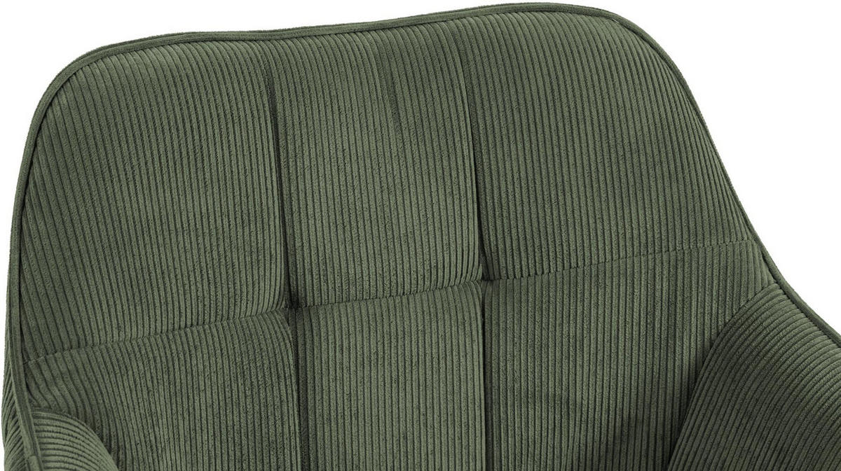 ESSZIMMERSTUHL Cord Grün - Eukalyptusholzfarben/Grün, Holz/Textil (65/82/64cm) - CLP