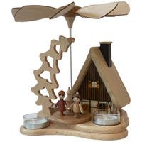 PYRAMIDE mit Räucherhaus für 3 Teelichter 19/19/23 cm - Multicolor, Holz (19/23/19cm)