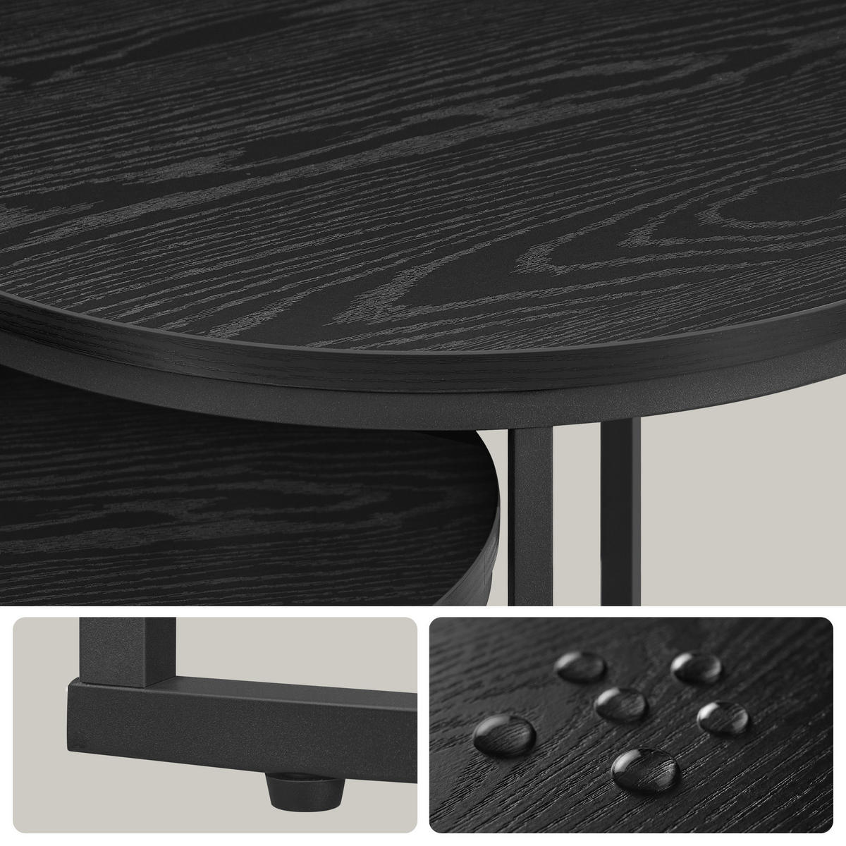 COUCHTISCH 2er Set rund - Schwarz, Holzwerkstoff (53/53/45cm) - Mat-Haus