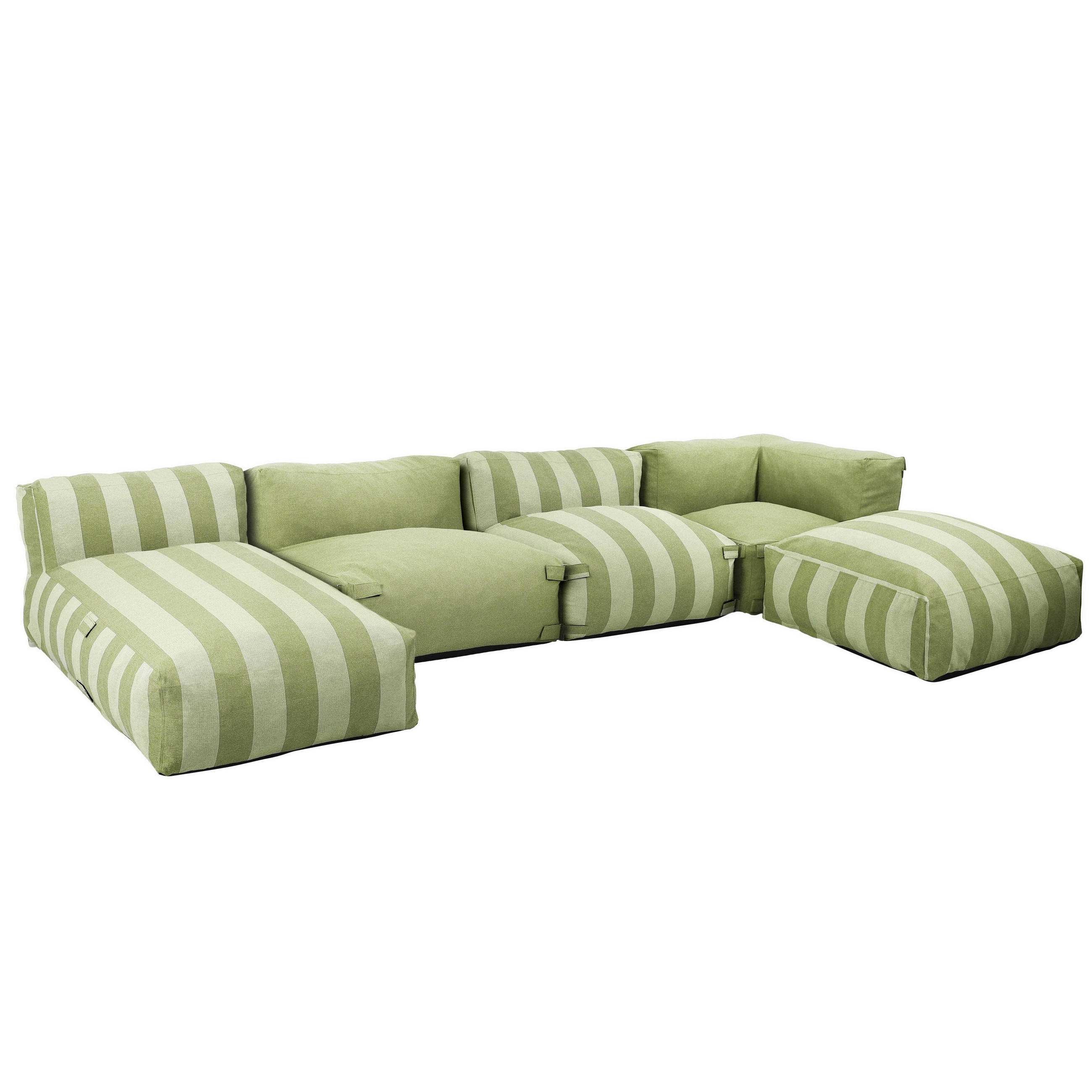 GARTENSOFA mit 5 Sitzplätzen, Kaktusgrün - Grün, Textil - Oviala