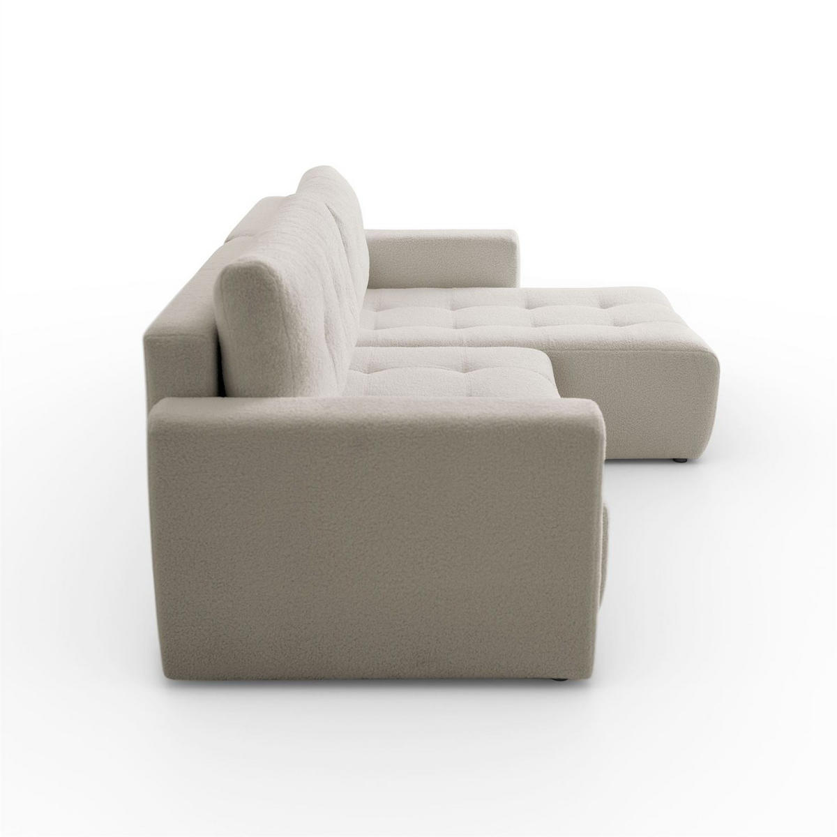 ECKSOFA VIENNA Stil Bettkasten und Funktionalität Bouclé Ecru Rechts - Ecru, Holz (261/143cm) - Kaiser Möbel