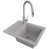 GRANITSPÜLE Kopenhagen Easy, 2-er set Grau 55/44 cm 1 Becken + Küchenarmatur 40/20 cm + Ablauf-Set ab 45er Unterschrank - Grau, Kunststoff (55/17/44cm) - Primagran