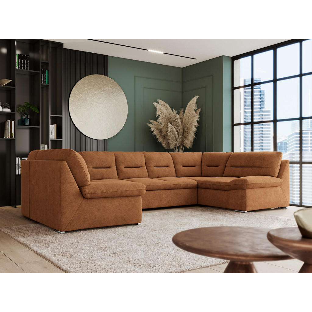 Thumbnail - MKS Wohnlandschaft, Orange, Textil, 6-Sitzer, U-Form, 340x93x206 cm, Wohnzimmer, Sofas & Couches, Wohnlandschaften, Wohn...