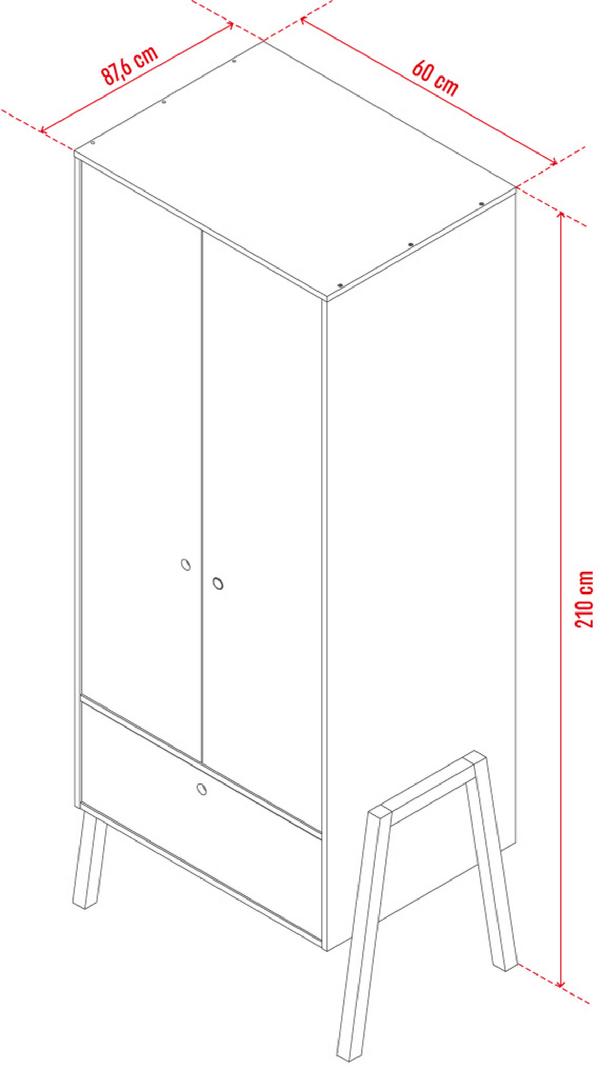 KLEIDERSCHRANK SPOT 2-TÜRIG - Weiß, Holzwerkstoff (88/210/60cm)