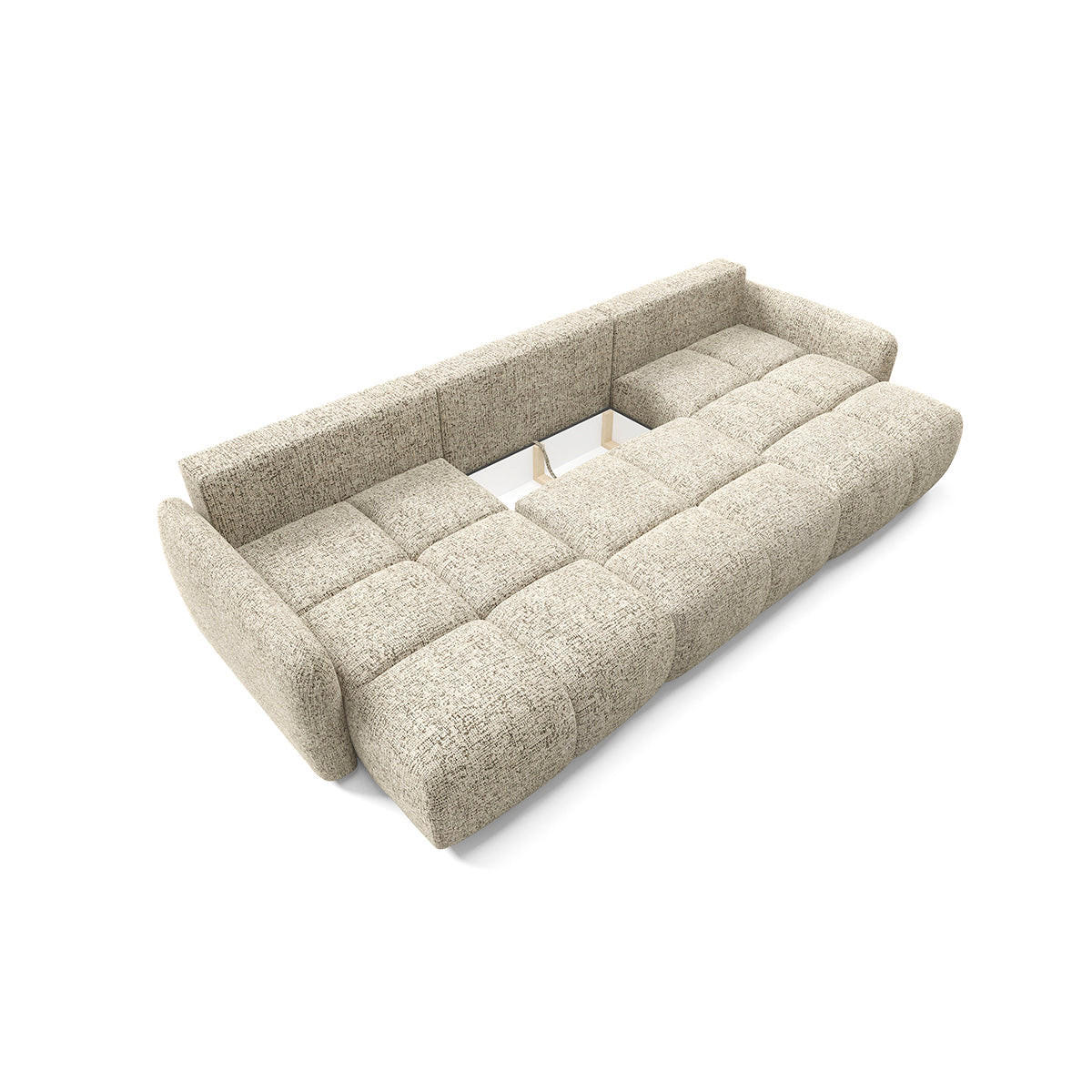 PANORAMASOFA Vittoria 5 Sitzplätze Beige meliert - Beige, Holz (240/95/165cm) - Petits-meubles