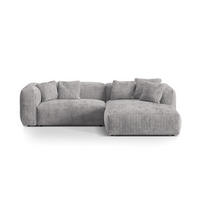 ECKSOFA modular rechts Martina aus Cord hellgrau 2 Sitzplätze - Hellgrau, Textil (176/283cm) - Micadoni
