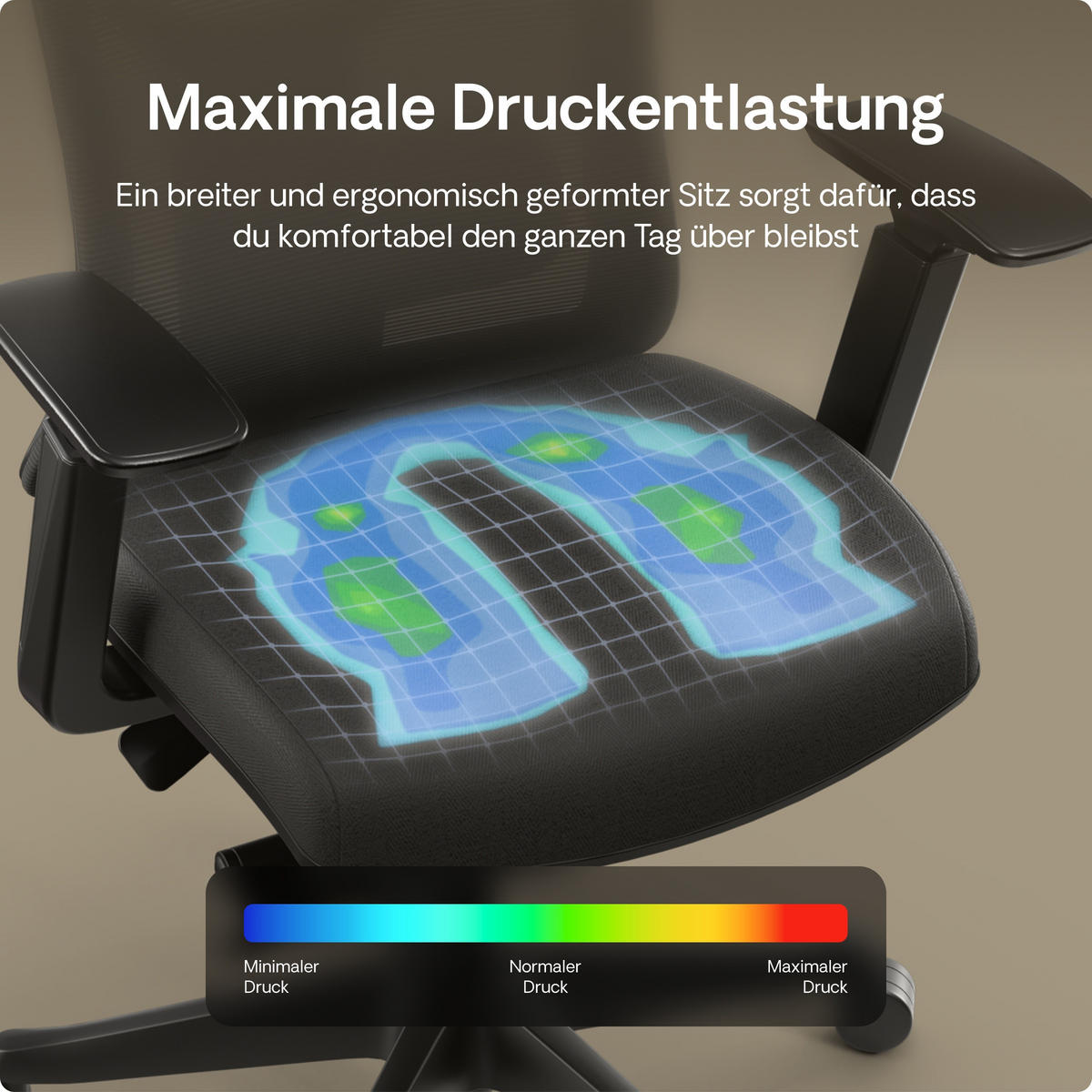 BÜROSTUHL Verstellbarer Ergonomischer SitPro Schwarz 3-Dimensional Armlehne, Integrierte 5-Wege-Lendenwirbelstütze - Schwarz, Kunststoff (72/113/67cm) - Desktronic