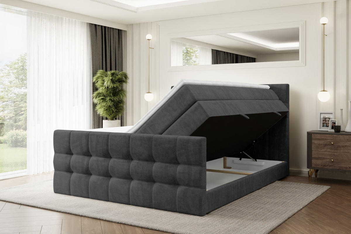 BOXSPRINGBETT BERO-Z KING - 140 x 200 - H3/H4 - Schwarz - Schwarz, Holzwerkstoff (140/200cm) - ALTDECOR