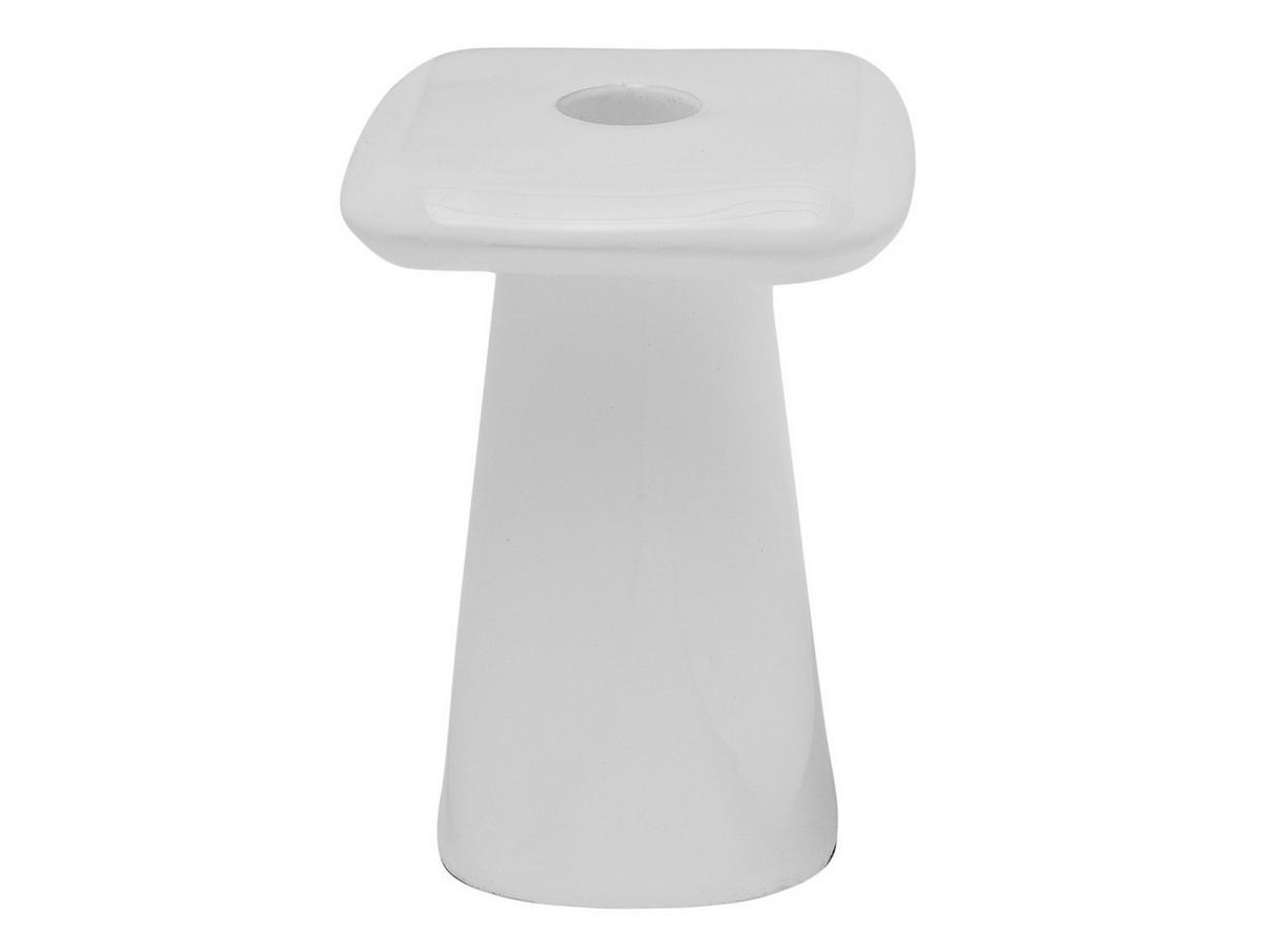 KERZENHALTER Roca Weiß 9/9/13 cm - Weiß, Metall (9/13/9cm) - Present Time