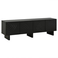 TV‑LOWBOARD Schwarz mit strukturierten und 4 Türen 180 × 40 × 55 cm - Schwarz, Holzwerkstoff (180/55/40cm) - Luhomfu