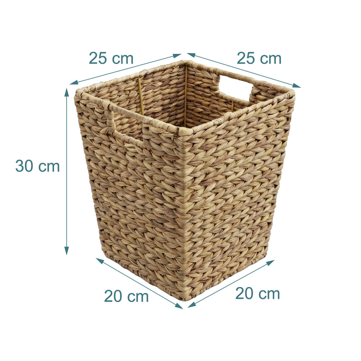 KOŠ Prirodna vodeni zumbul četvrtasti 10 l - svijetlo smeđa, tekstil/metal (25/30/25cm) - Relaxdays