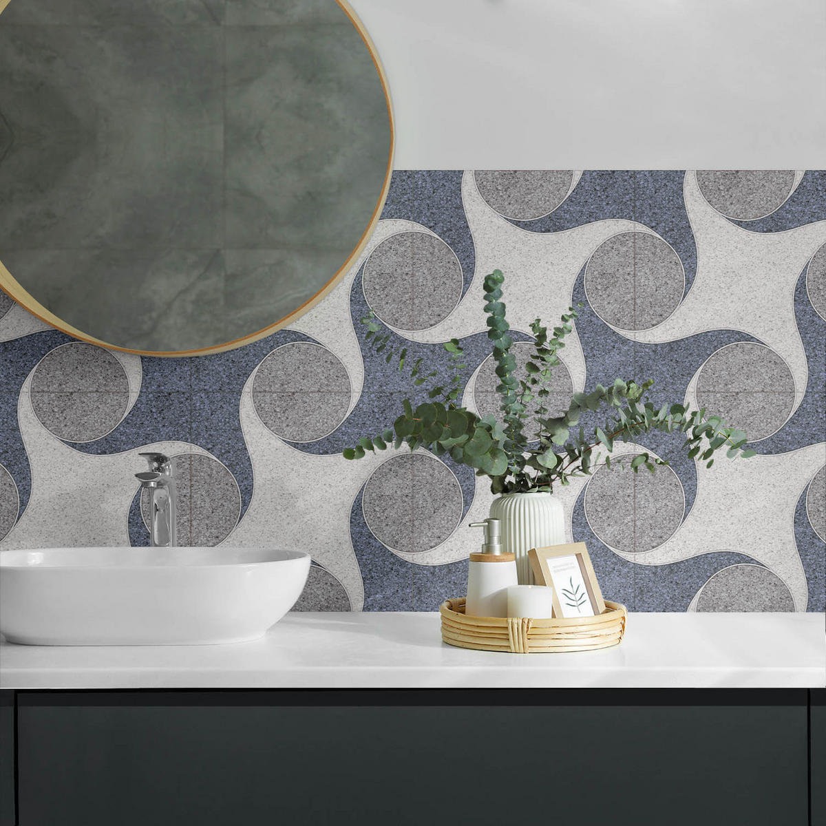 WANDPANEEL 6x 60x30 cm selbstklebend Granitia - Blaugrau, Kunststoff (30/1.6/60cm) - Wallfluent