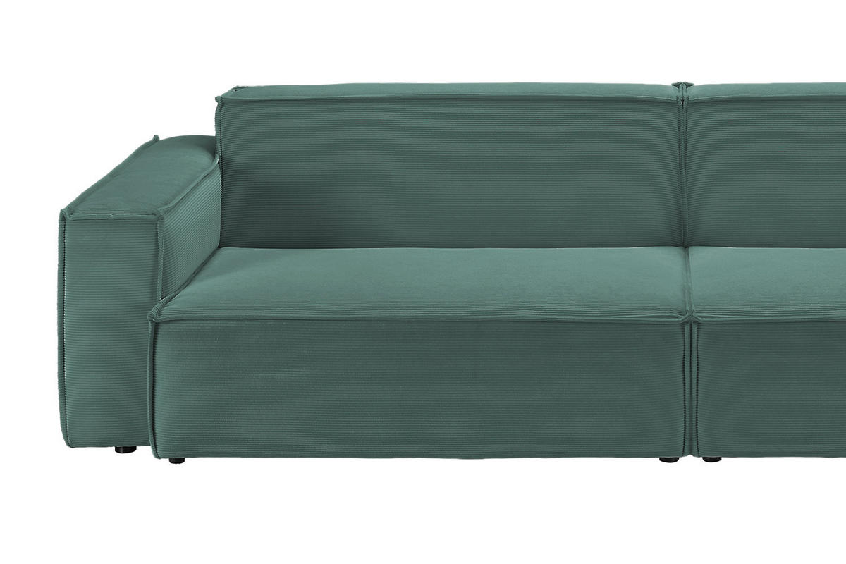 SOFA SAMU Dunkelgrün Cord - Dunkelgrün/Schwarz, Textil (236/72/106cm) - KAWOLA