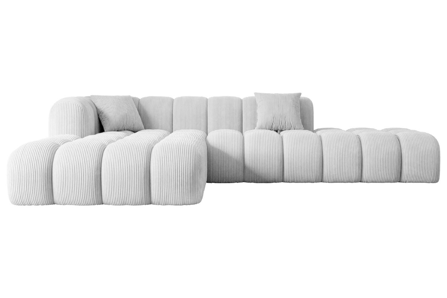 ECKSOFA Ottomane Links OLEA-L2 - 289x176x71 cm Weiß Bouclé - Schwarz/Weiß, Holzwerkstoff/Kunststoff (190/309cm) - ALTDECOR