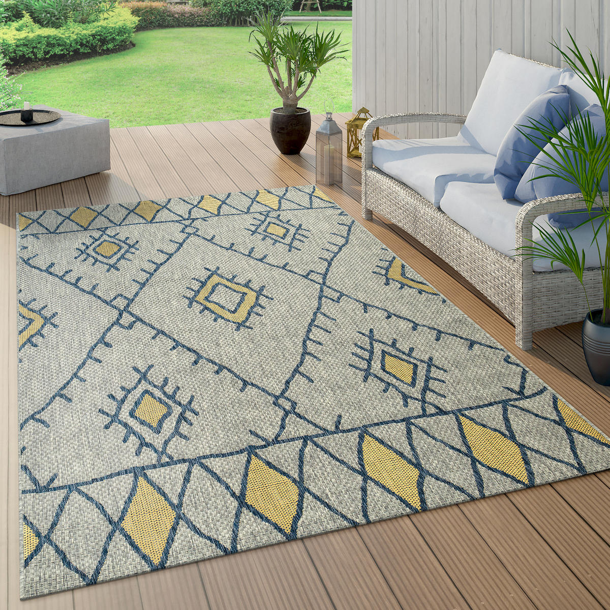 OUTDOORTEPPICH 160/220 cm Kuba 124 - Gelb, Textil (160/220cm) - Paco Home