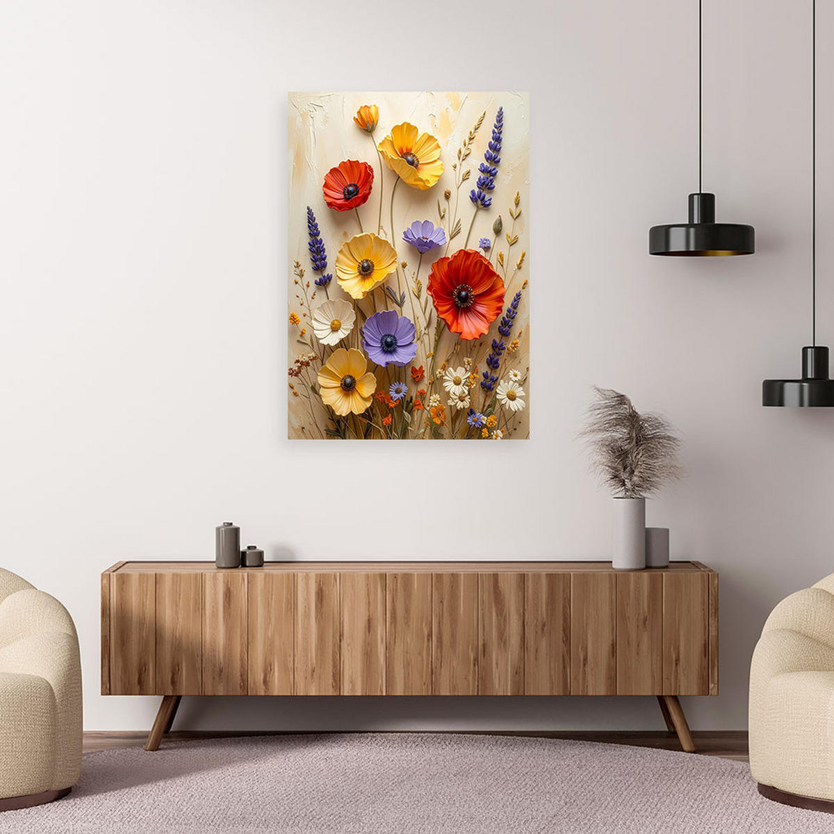 WANDBILD, Blumen - Multicolor, Textil (20/30cm) - Feeby