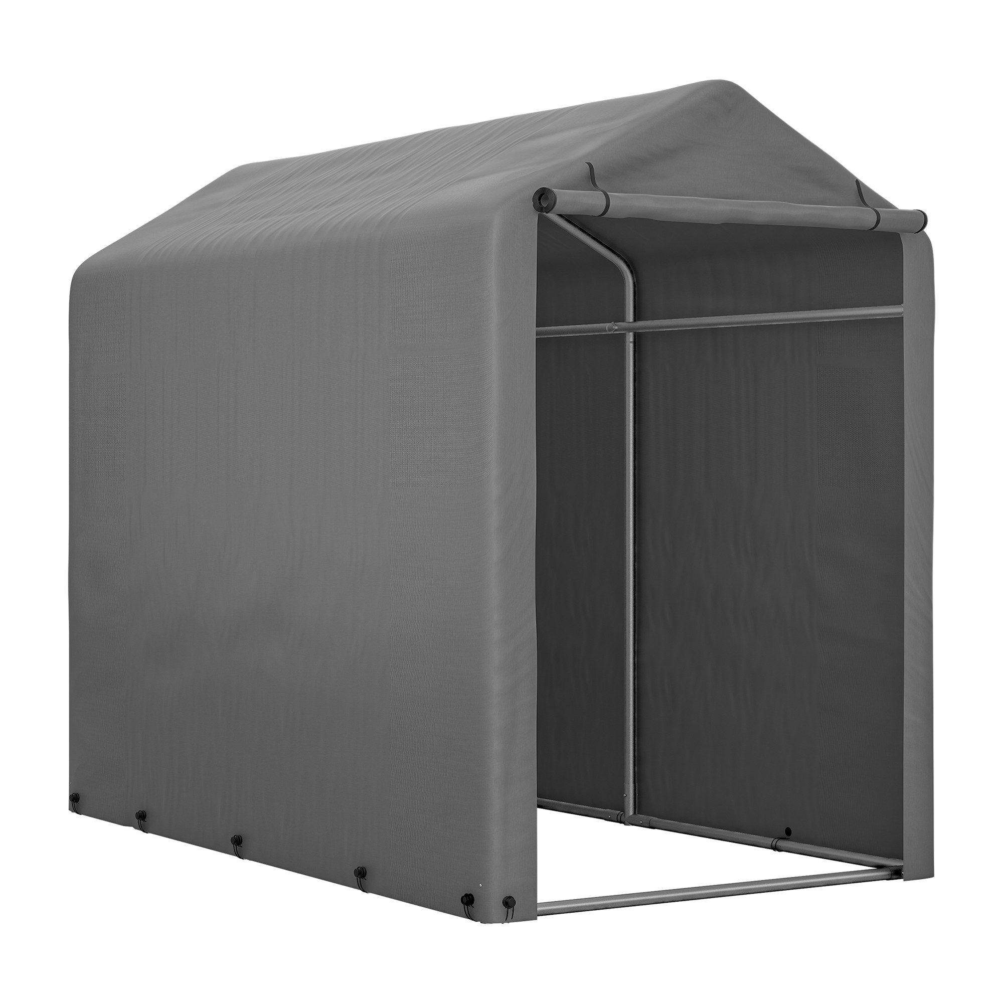 FAHRRADGARAGE, Reißverschlusstür Lagerzelt - Silberfarben, Metall (100/160/187cm) - Gisaae