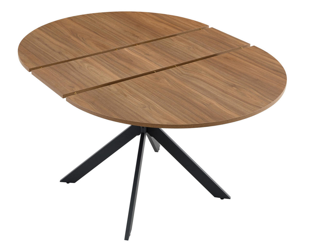 ESSTISCH 137/137/76 cm nussbaumfarben aus Metall ausziehbar mit Dreibein-Gestell - Walnussfarben, Metall (137/137/76cm) - OKWISH