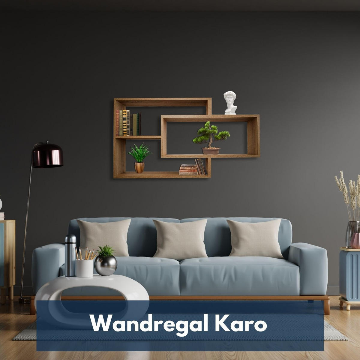 SCHWEBEREGAL KARO Dunkelbraun - Braun, Holzwerkstoff (20/59/104cm) - Mein-Regal