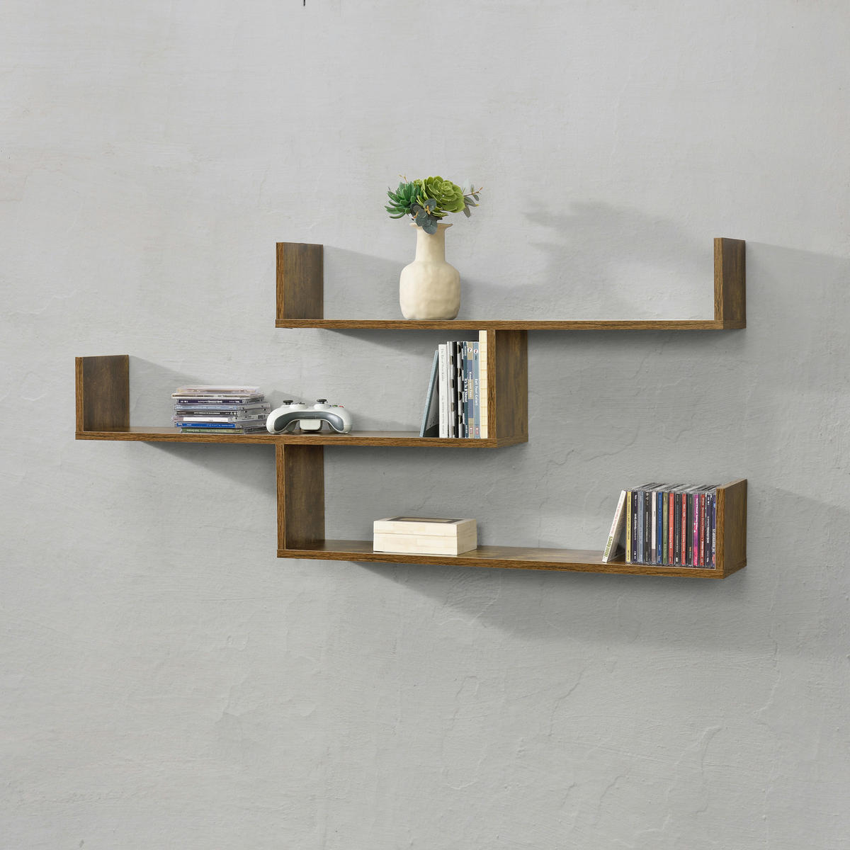 WANDREGAL Grimstad - Dunkelbraun, Holzwerkstoff (119/55/18cm) - [en.casa]