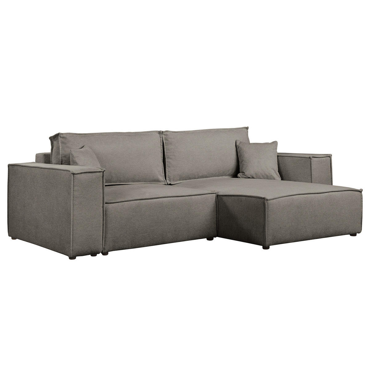ECKSOFA mit Schlaffunktion - 255 cm - Schwarz/Grau, Kunststoff/Textil (255/148cm) - home24