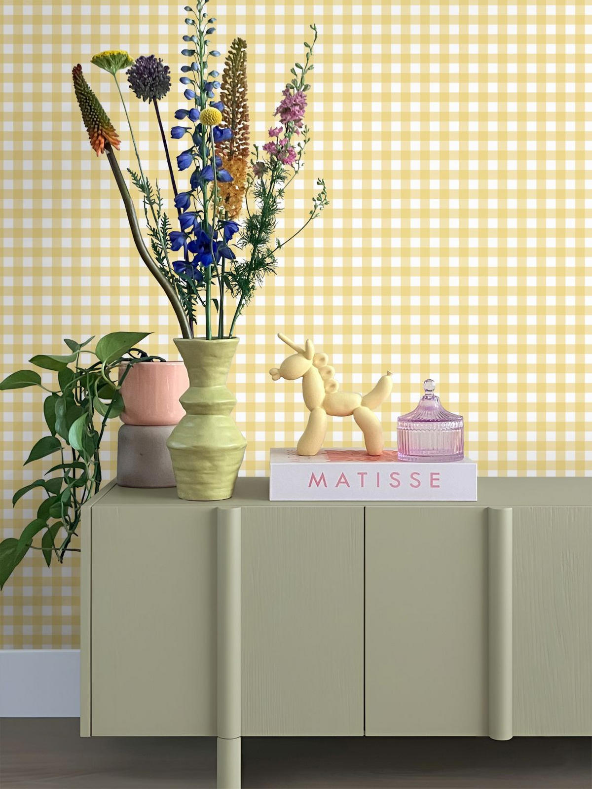 TAPETE Karomuster 50 x 900 cm - Gelb, Papier (50/0.1cm) - ESTAhome