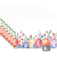 PLATZSETS 6er-Set Blumengarten - Bunt - Eier Placemats 45x30 cm - Weiß, Kunststoff (0.3/45/30cm) - MuchoWow