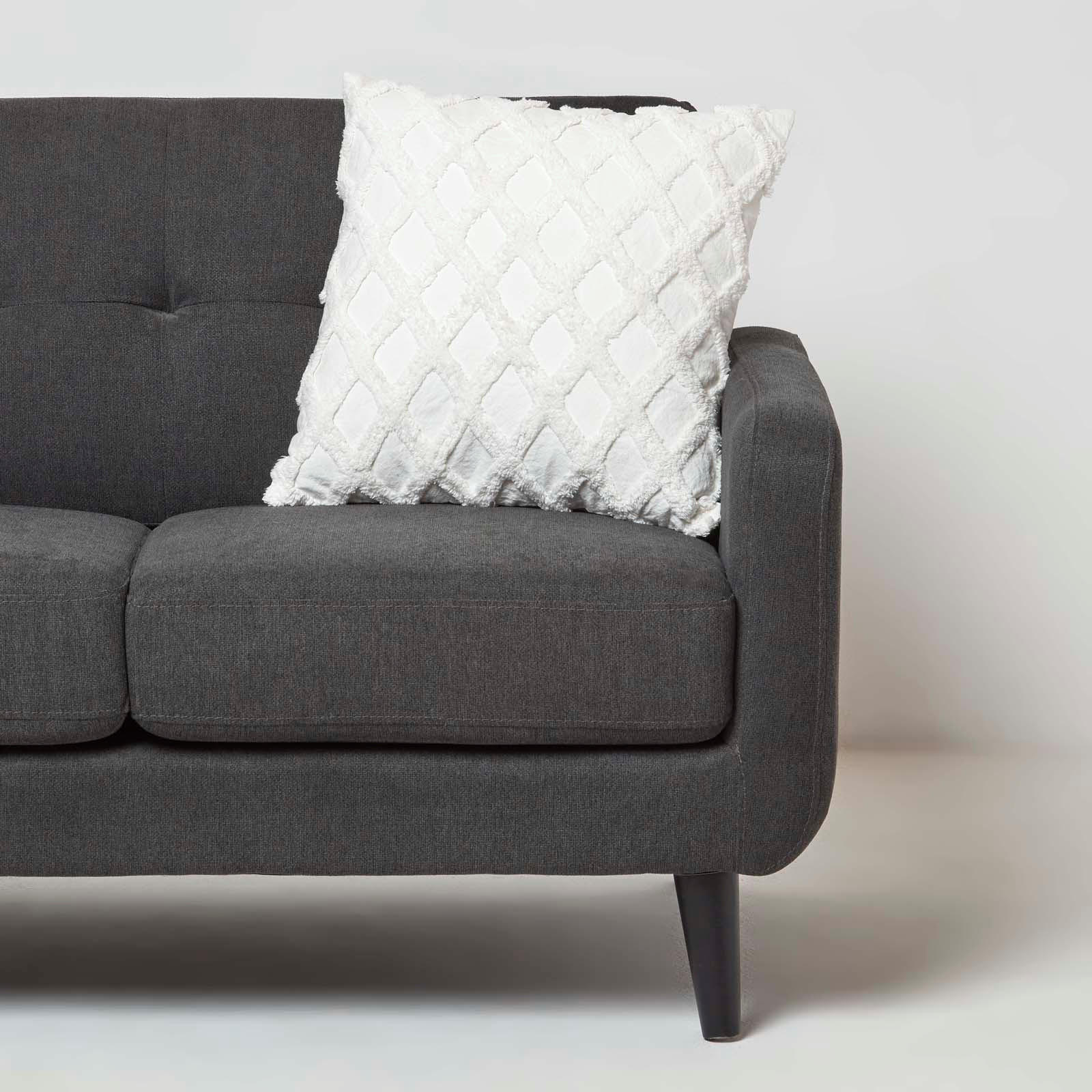 DEKOKISSEN Tufted 45/45 cm weiß mit Rautenmuster - Weiß, Textil (45/45cm) - Homescapes