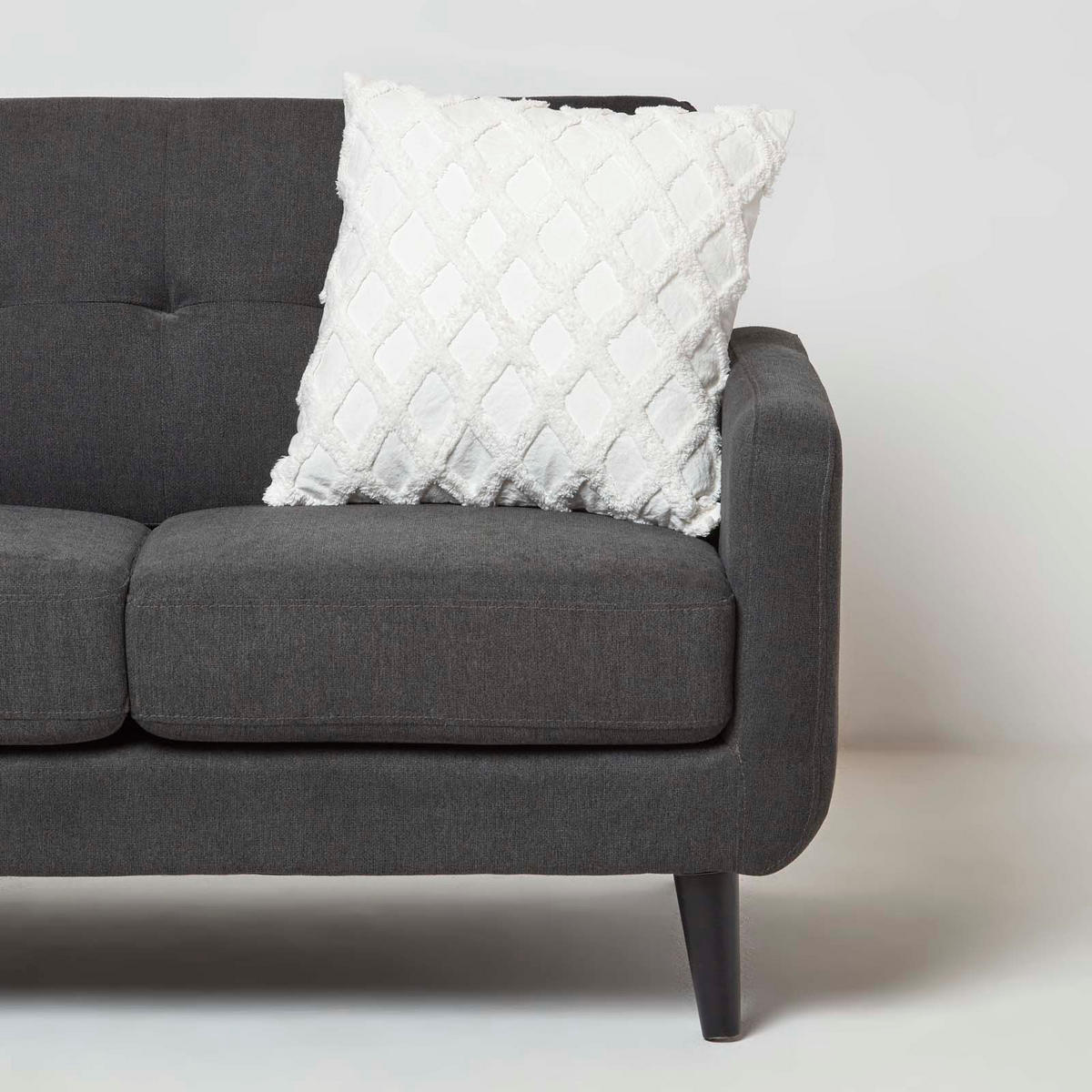 DEKOKISSEN Tufted 45/45 cm weiß mit Rautenmuster - Weiß, Textil (45/45cm) - Homescapes